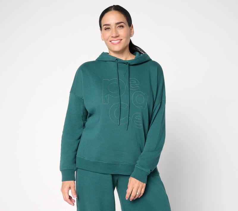 Peace Love World French Terry Embroidered Graphic Hoodie — View 16