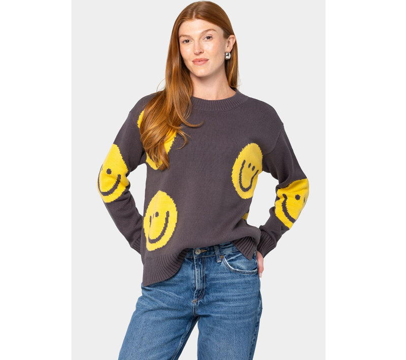 Peace Love World Motif Intarsia Pullover Sweater — Main view