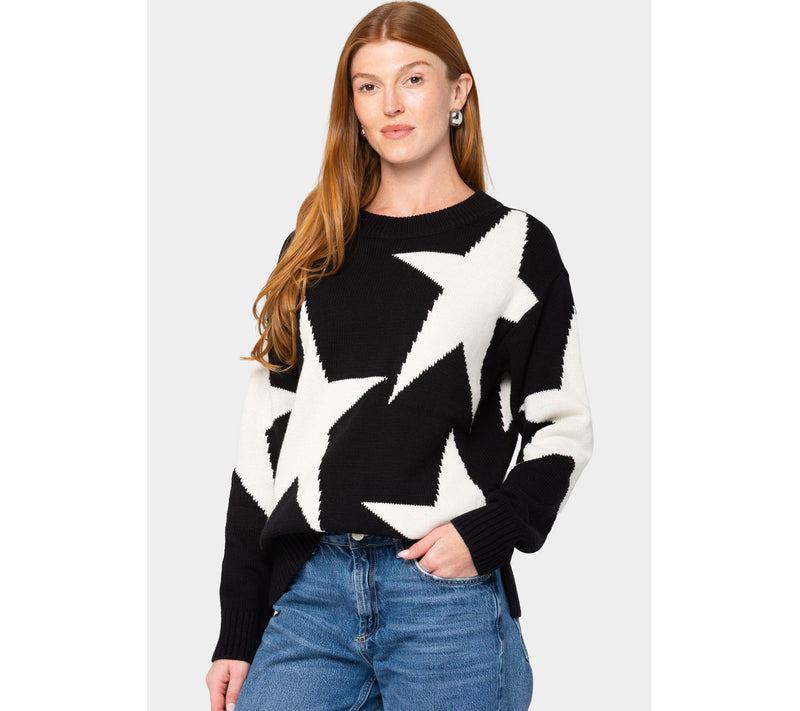 Peace Love World Motif Intarsia Pullover Sweater — View 15