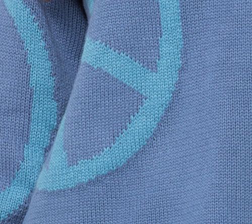 Peace Love World Motif Intarsia Pullover Sweater — View 11