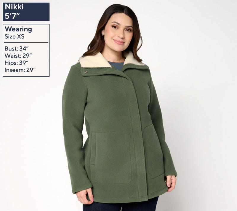 Denim & Co. Petite Fleece Bonded Sherpa Jacket with 2-Way Zip — View 2