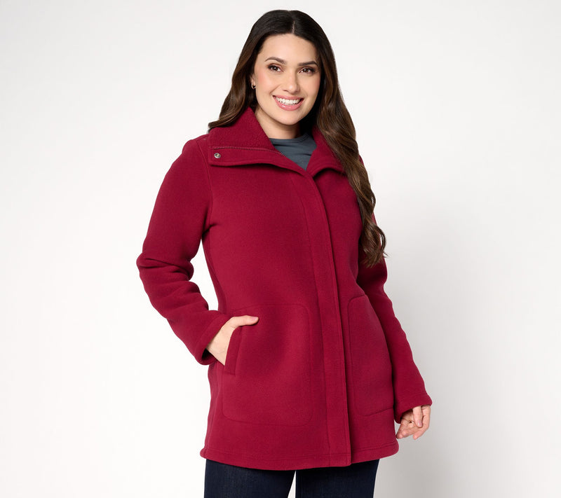 Denim & Co. Petite Fleece Bonded Sherpa Jacket with 2-Way Zip — View 17