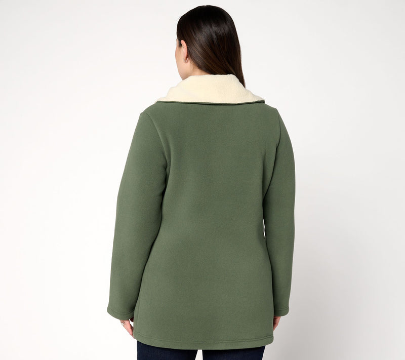 Denim & Co. Petite Fleece Bonded Sherpa Jacket with 2-Way Zip — View 3