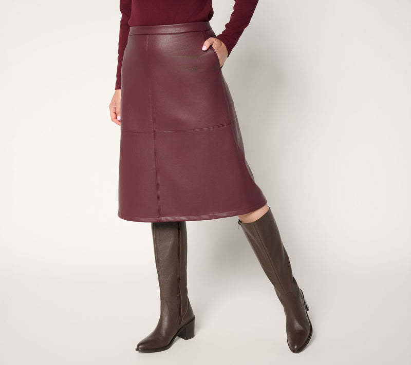 GRAVER Susan Graver Regular Faux Leather A-Line Skirt — Main view