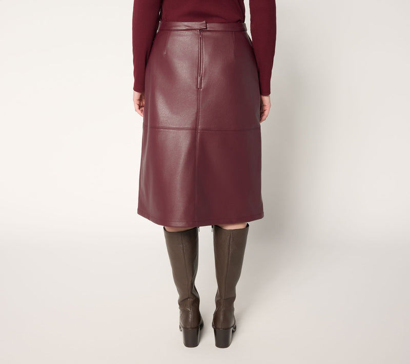 GRAVER Susan Graver Regular Faux Leather A-Line Skirt — View 4