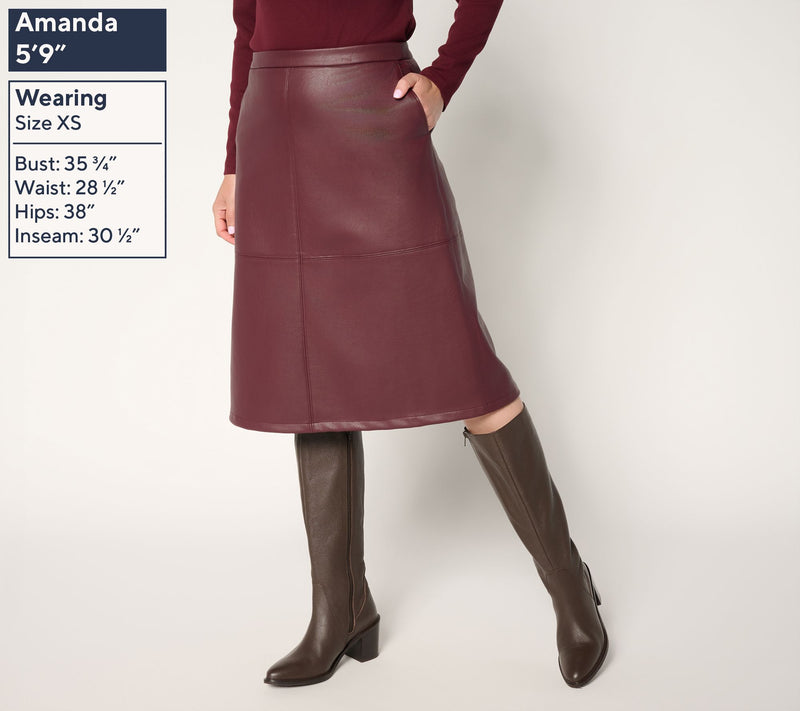 GRAVER Susan Graver Regular Faux Leather A-Line Skirt — View 3