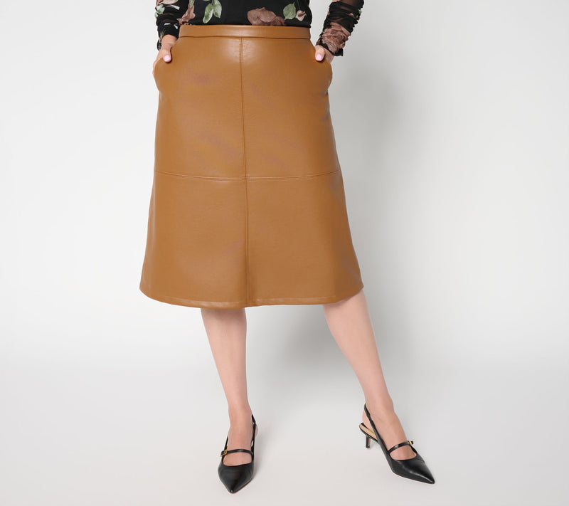 GRAVER Susan Graver Regular Faux Leather A-Line Skirt — View 11