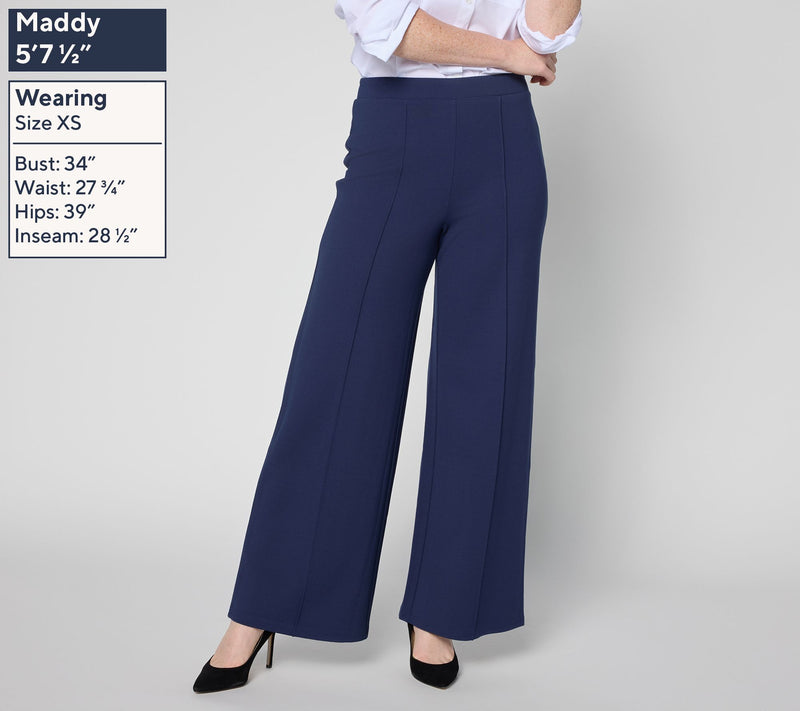 Joan Rivers Petite Bitsy Wide Leg Pull-On Ponte Pants — View 3