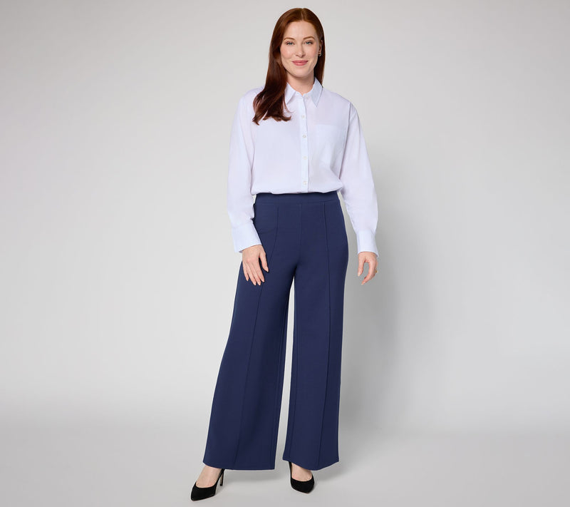 Joan Rivers Petite Bitsy Wide Leg Pull-On Ponte Pants — View 5