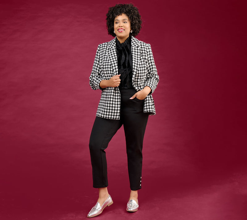 Joan Rivers Red Carpet Houndstooth Tweed Blazer — View 7