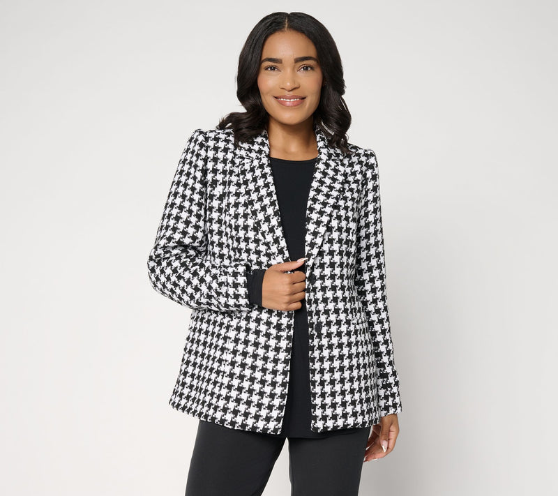 Joan Rivers Red Carpet Houndstooth Tweed Blazer — View 10