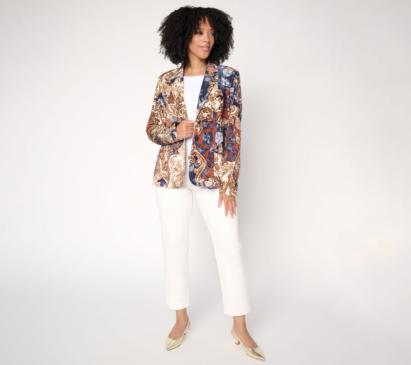BEAUTIFUL by Lawrence Zarian The Tracey Velveteen Printed Blazer — View 5