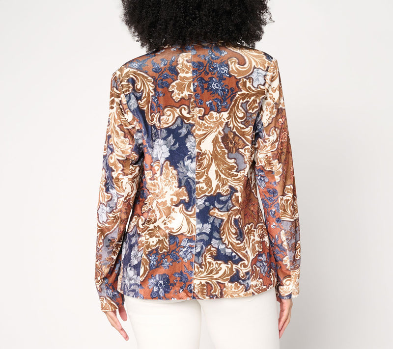 BEAUTIFUL by Lawrence Zarian The Tracey Velveteen Printed Blazer — View 4
