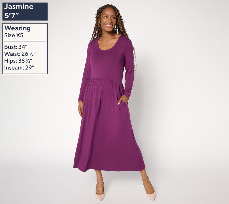 Joan Rivers Petite ButterSoft Scoop-Neck Midi Dress — View 3