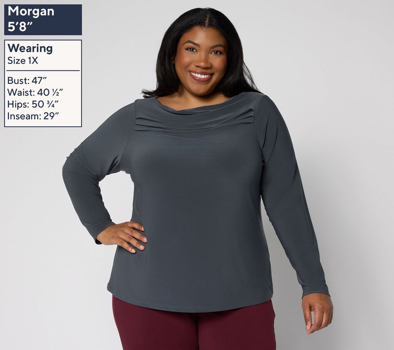 Women with Control Como Jersey Drape Neck Top — View 3