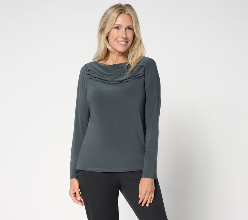 Women with Control Como Jersey Drape Neck Top — View 14
