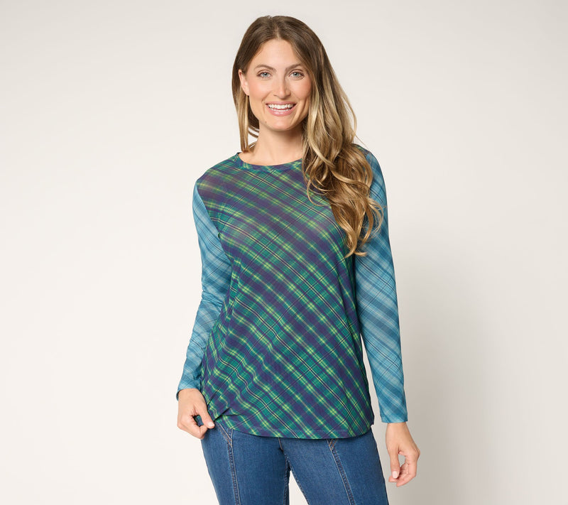 LOGO Layers by Lori Goldstein Long Sleeve Printed Mesh Top — Main view
