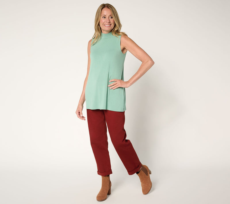LOGO Layers by Lori Goldstein Sleeveless Mock Neck Top — View 5