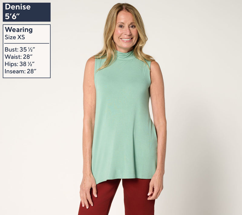 LOGO Layers by Lori Goldstein Sleeveless Mock Neck Top — View 3