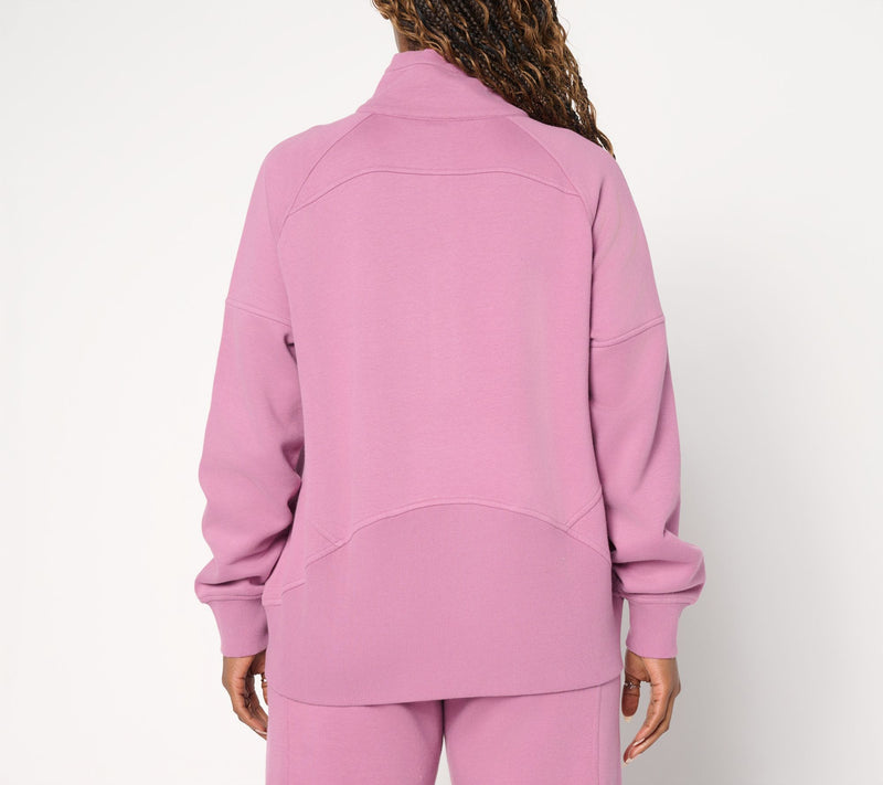 LOGO by Lori Goldstein Half Zip Plush Terry Sweatshirt — View 4