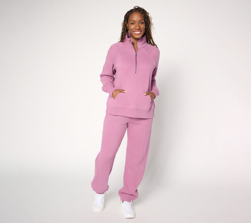 LOGO by Lori Goldstein Half Zip Plush Terry Sweatshirt — View 5
