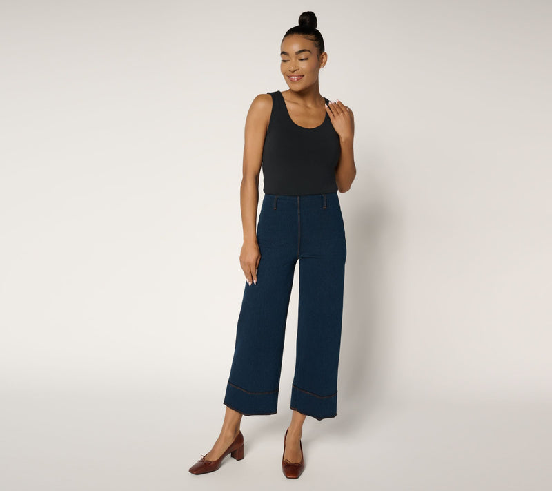 Lysse New York Margo Knit Denim Hi-Waist Wide-Leg Crop Jeans — View 11