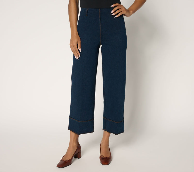 Lysse New York Margo Knit Denim Hi-Waist Wide-Leg Crop Jeans — View 3
