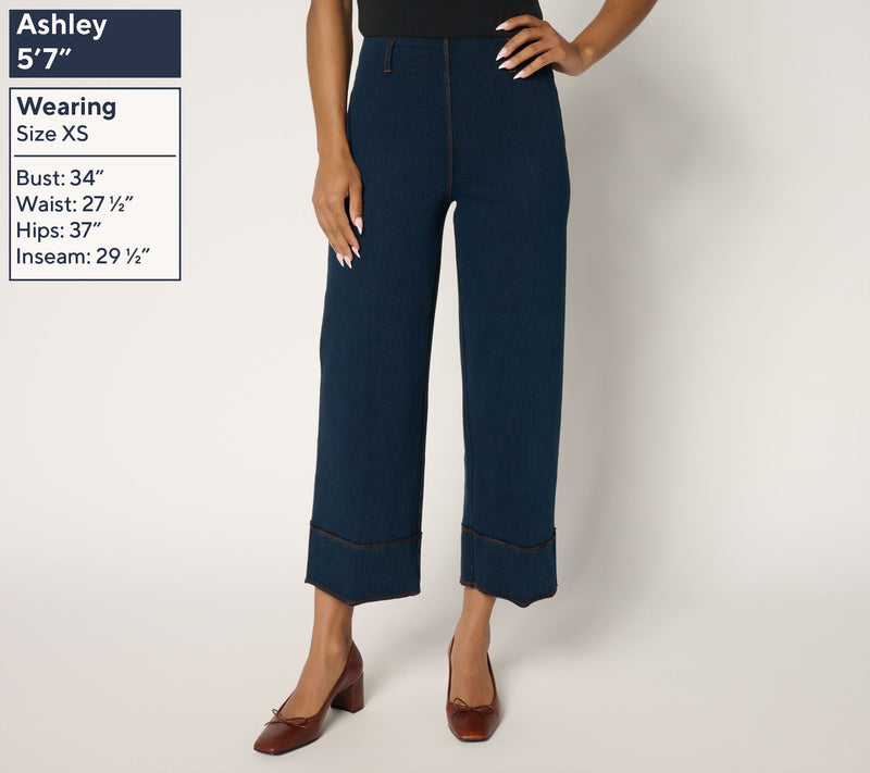 Lysse New York Margo Knit Denim Hi-Waist Wide-Leg Crop Jeans — View 9