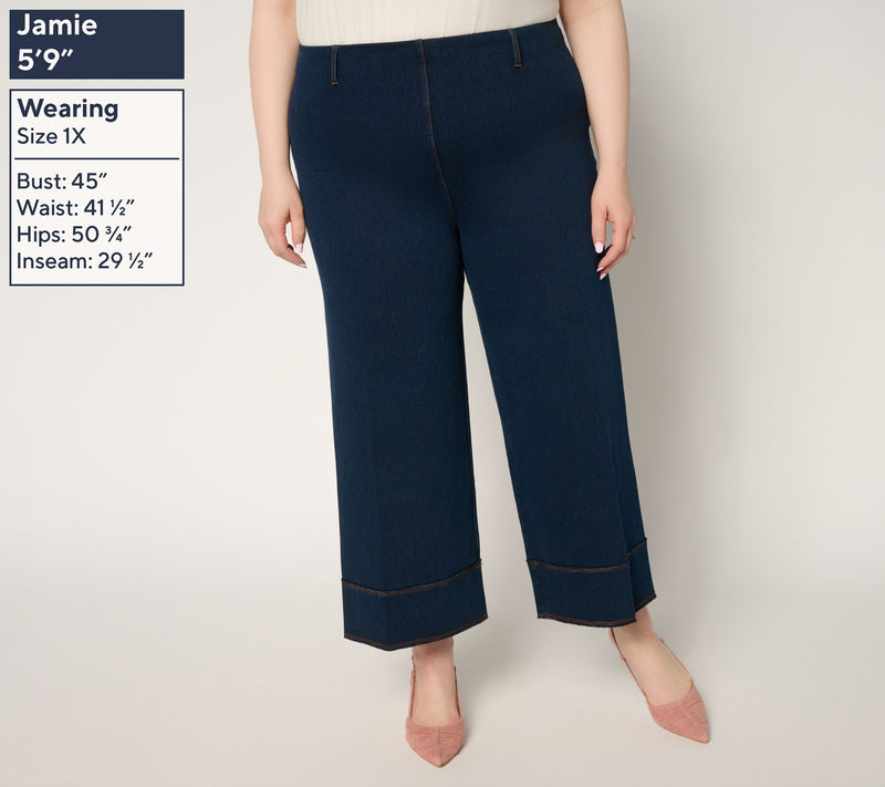 Lysse New York Margo Knit Denim Hi-Waist Wide-Leg Crop Jeans — View 8