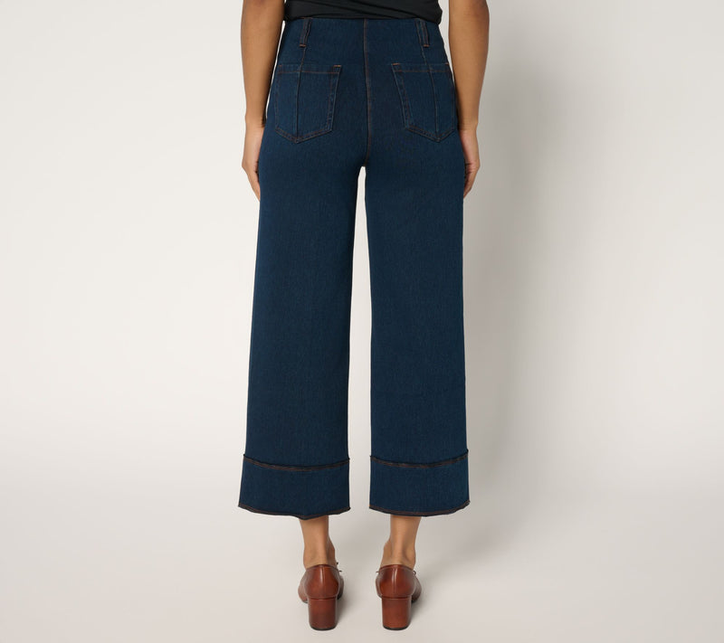 Lysse New York Margo Knit Denim Hi-Waist Wide-Leg Crop Jeans — View 10