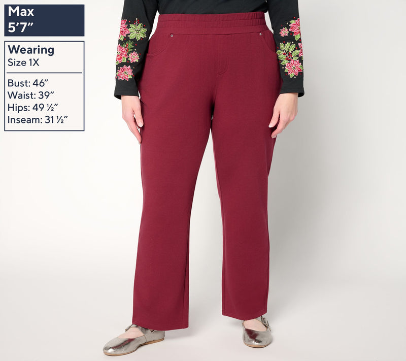 Quacker Factory Regular French Terry Straight Leg Pants — View 8
