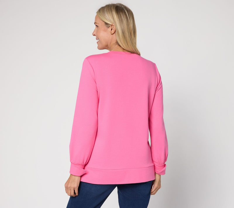 Jingle Belles by Kim Gravel Sequin Holly Jolly Knit Top — View 10