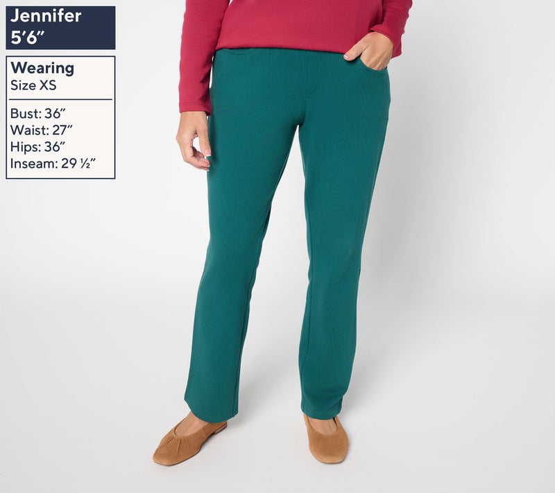 Quacker Factory Short French Terry Straigh Leg Pants — View 9