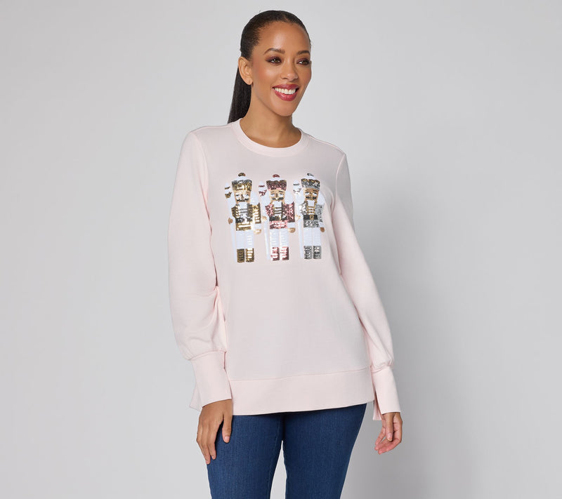Jingle Belles by Kim Gravel Sequin Nutcracker Knit Top — View 5