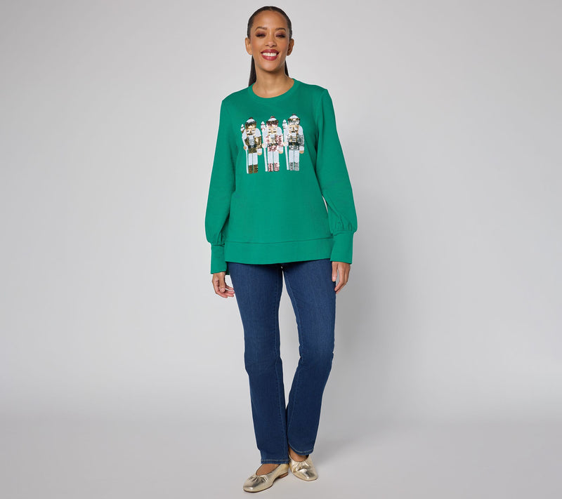 Jingle Belles by Kim Gravel Sequin Nutcracker Knit Top — View 13