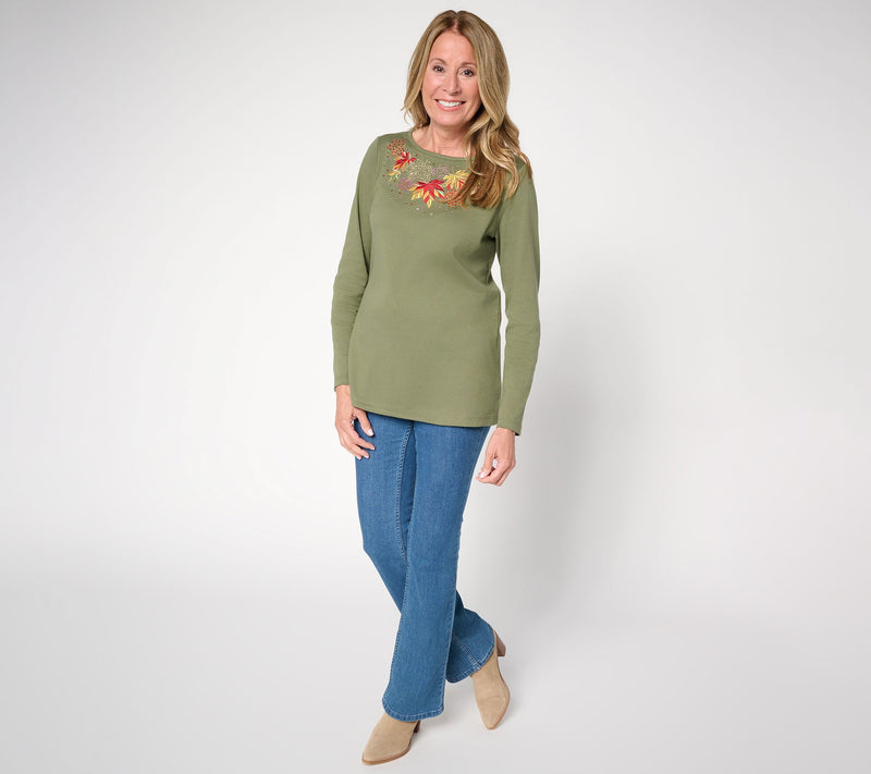 Quacker Factory Shades of Fall Bateau Neck Long Sleeves Top — View 4