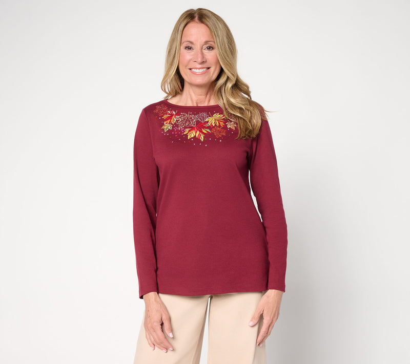 Quacker Factory Shades of Fall Bateau Neck Long Sleeves Top — View 10