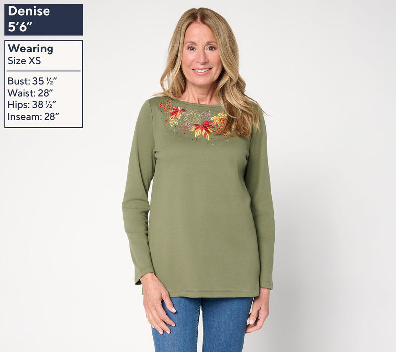 Quacker Factory Shades of Fall Bateau Neck Long Sleeves Top — View 2