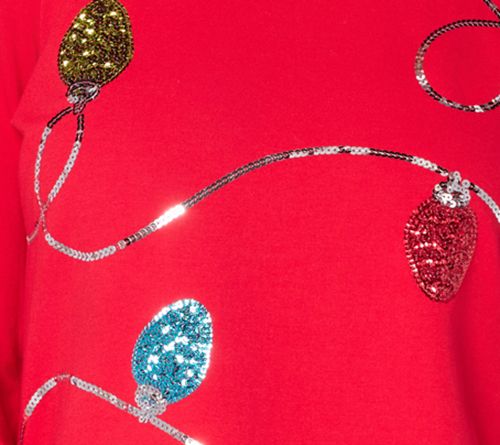 Jingle Belles by Kim Gravel Sequin Holiday Lights Knit Top — View 8