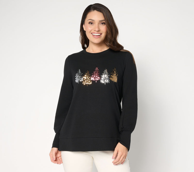 Jingle Belles by Kim Gravel Sequin Christmas Tree Knit Top — View 9