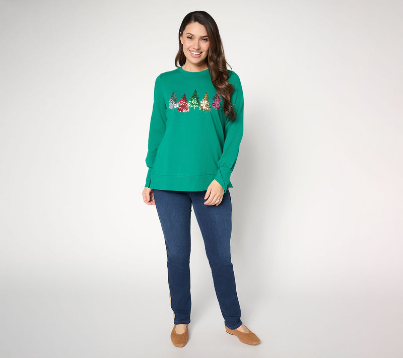 Jingle Belles by Kim Gravel Sequin Christmas Tree Knit Top — View 13