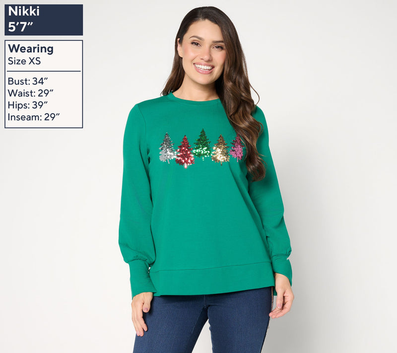 Jingle Belles by Kim Gravel Sequin Christmas Tree Knit Top — View 11
