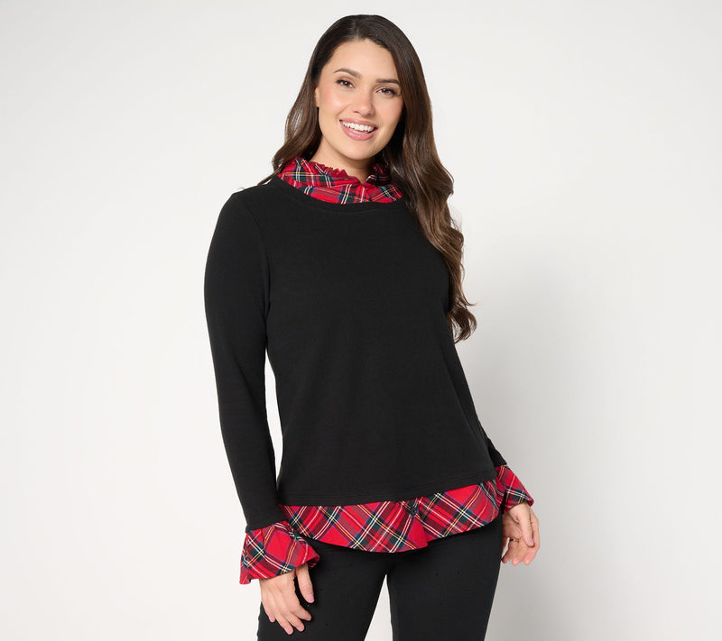 Jingle Belles by Kim Gravel Peek a Boo Ruffle Tartan Top — View 10