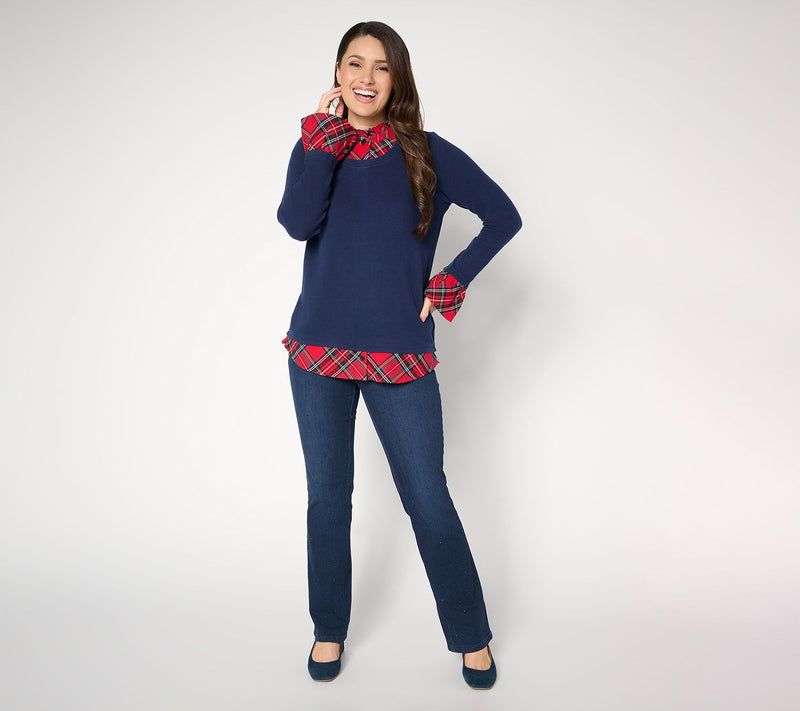 Jingle Belles by Kim Gravel Peek a Boo Ruffle Tartan Top — View 5