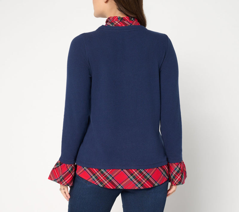 Jingle Belles by Kim Gravel Peek a Boo Ruffle Tartan Top — View 4