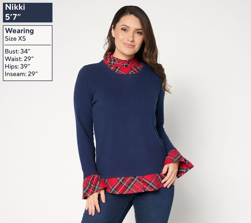 Jingle Belles by Kim Gravel Peek a Boo Ruffle Tartan Top — View 3