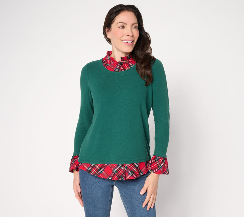 Jingle Belles by Kim Gravel Peek a Boo Ruffle Tartan Top — View 12