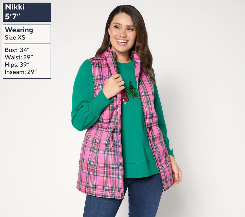 Jingle Belles by Kim Gravel Tartan Regular Cinch Waist Vest — View 2