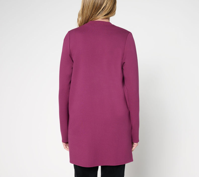 Jingle Belles by Kim Gravel Petite Sequin Pocket Ponte Duster Cardigan — View 10