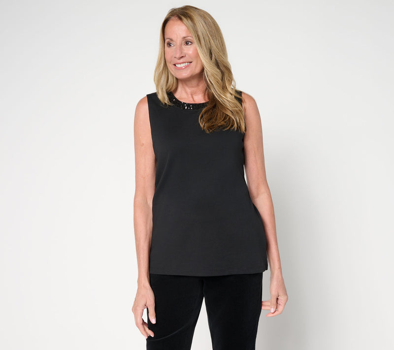 Jingle Belles by Kim Gravel TripleLuxe Knit Baby Sequin Trim Tank — View 10